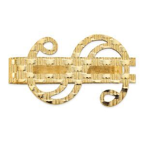 Men's 14k Yellow Gold Basket Weave Dollar Sign Fold-Over Money Clip